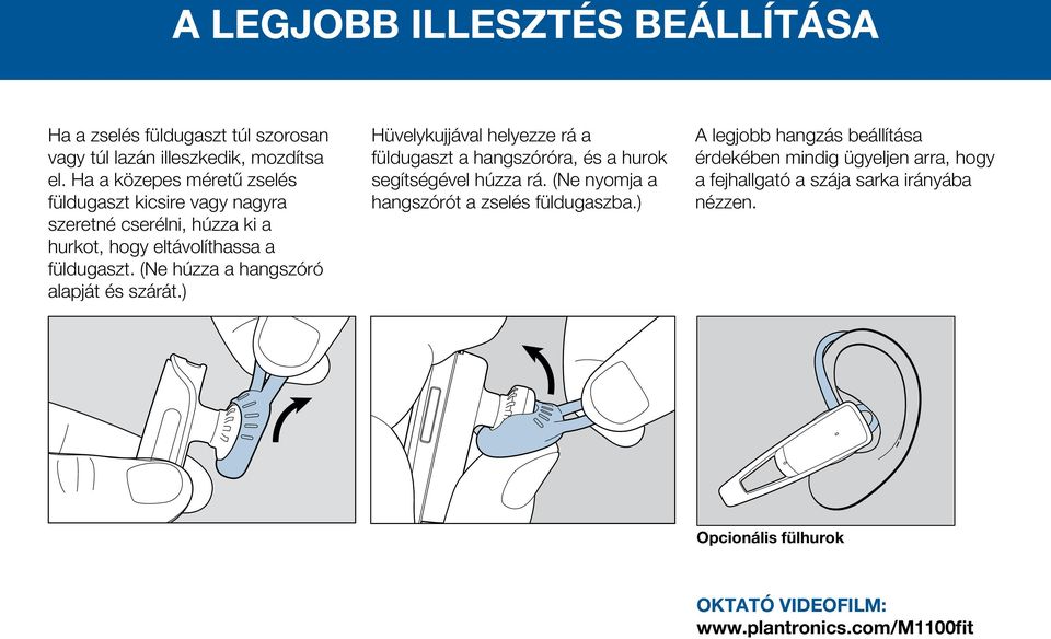 (Ne húzza a hangszóró alapját és szárát.) Hüvelykujjával helyezze rá a füldugaszt a hangszóróra, és a hurok segítségével húzza rá.