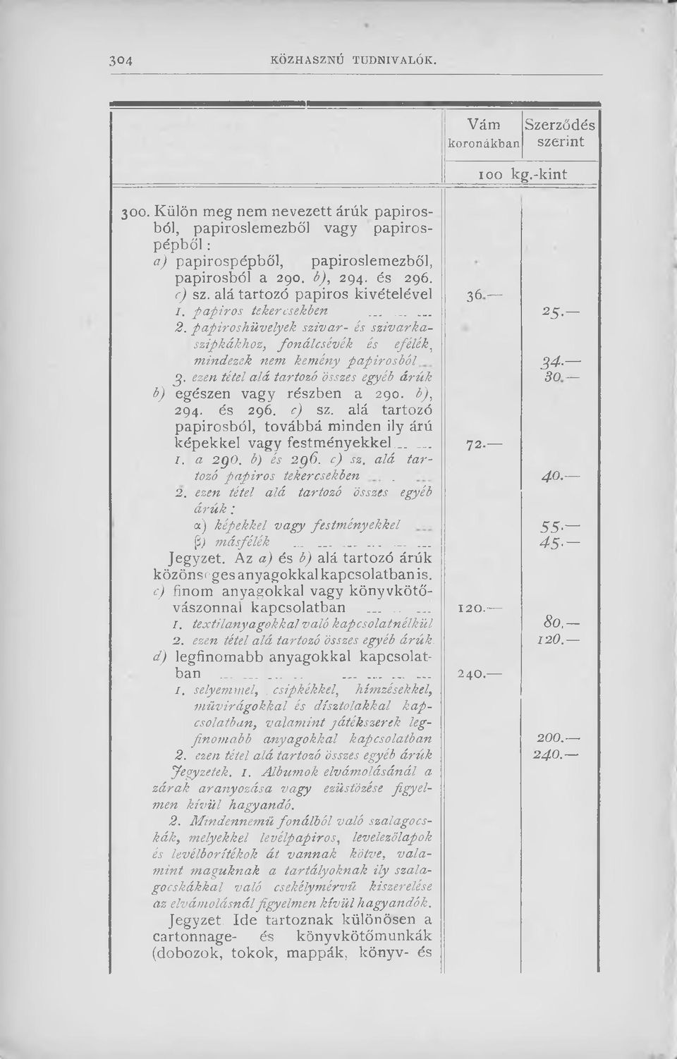 p a p iros tekercsekben......... 2. papiroshüvelyek szivar- és szivarkaszipkákhoz, 2 5. fon álcsévék és efélék, mindezek nem kemény p ap irosból 3 4 - j].