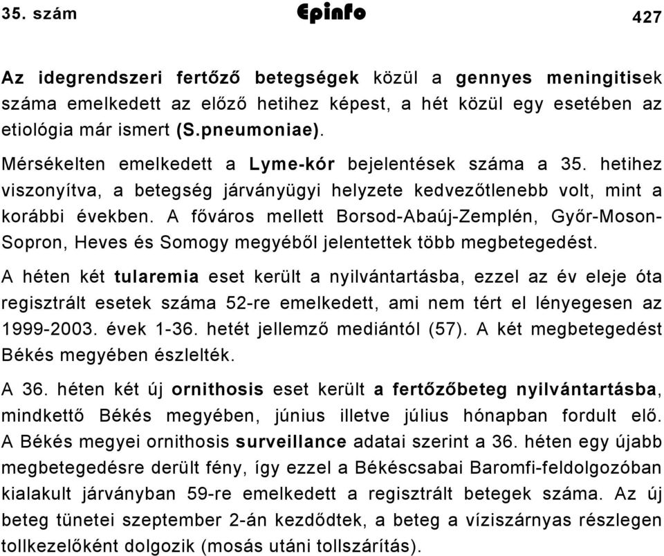 A főváros mellett Borsod-Abaúj-Zemplén, Győr-Moson- Sopron, Heves és Somogy megyéből jelentettek több megbetegedést.