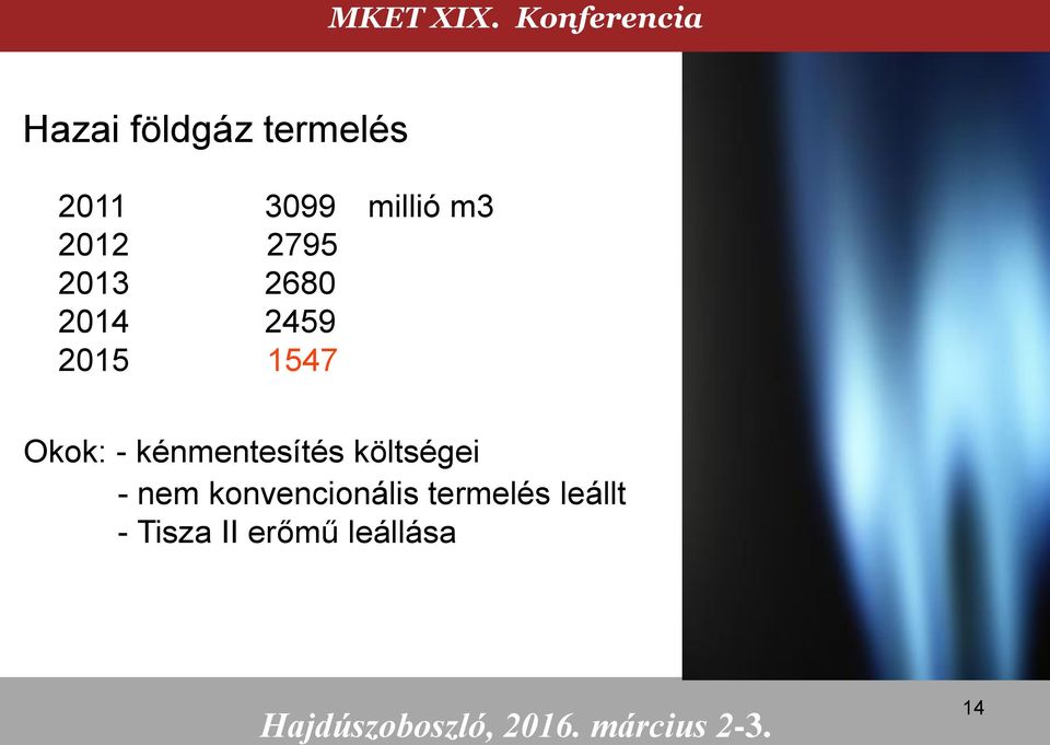 Okok: - kénmentesítés költségei - nem