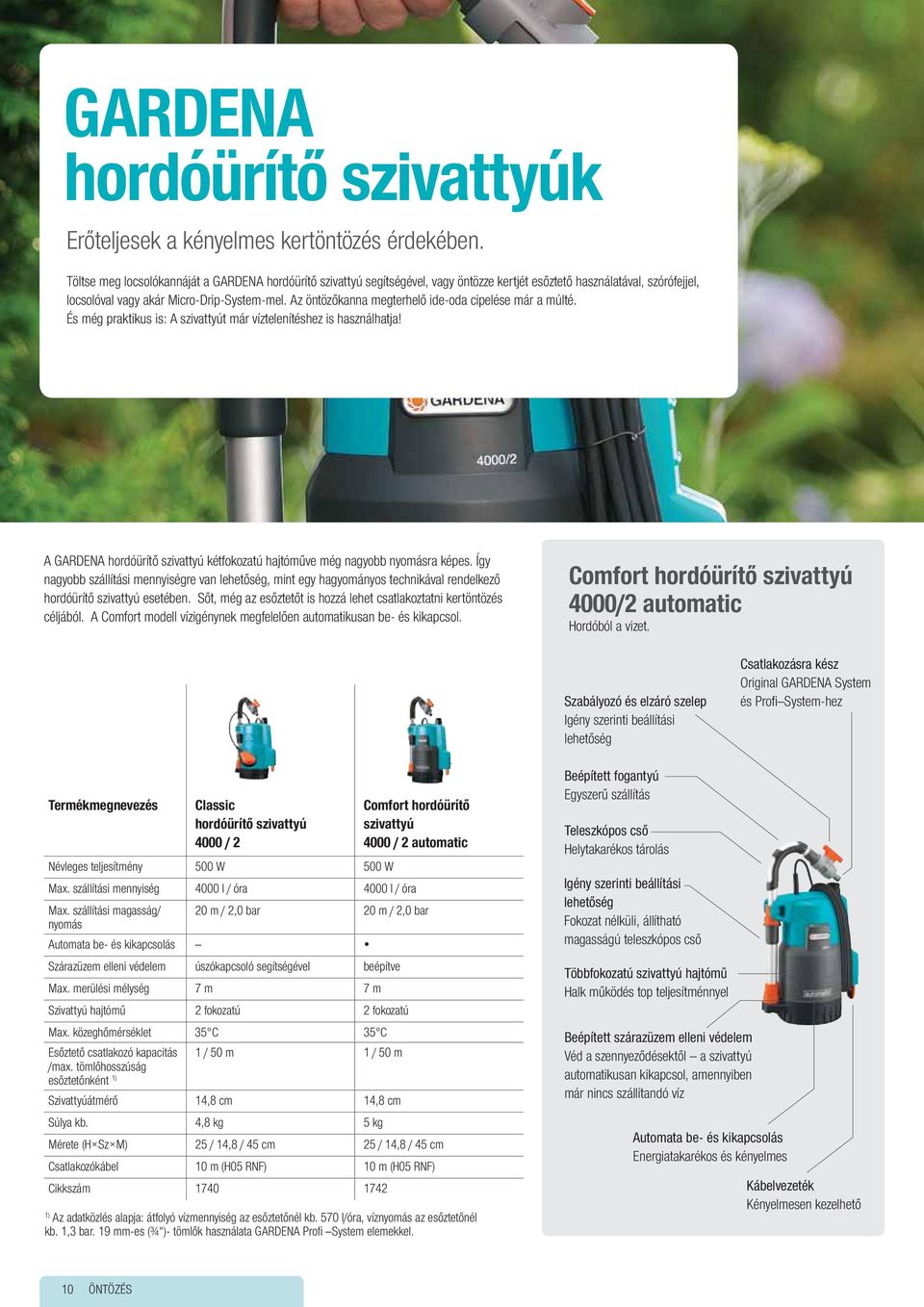 Az öntözőkanna megterhelő ide-oda cipelése már a múlté. És még praktikus is: A szivattyút már víztelenítéshez is használhatja!