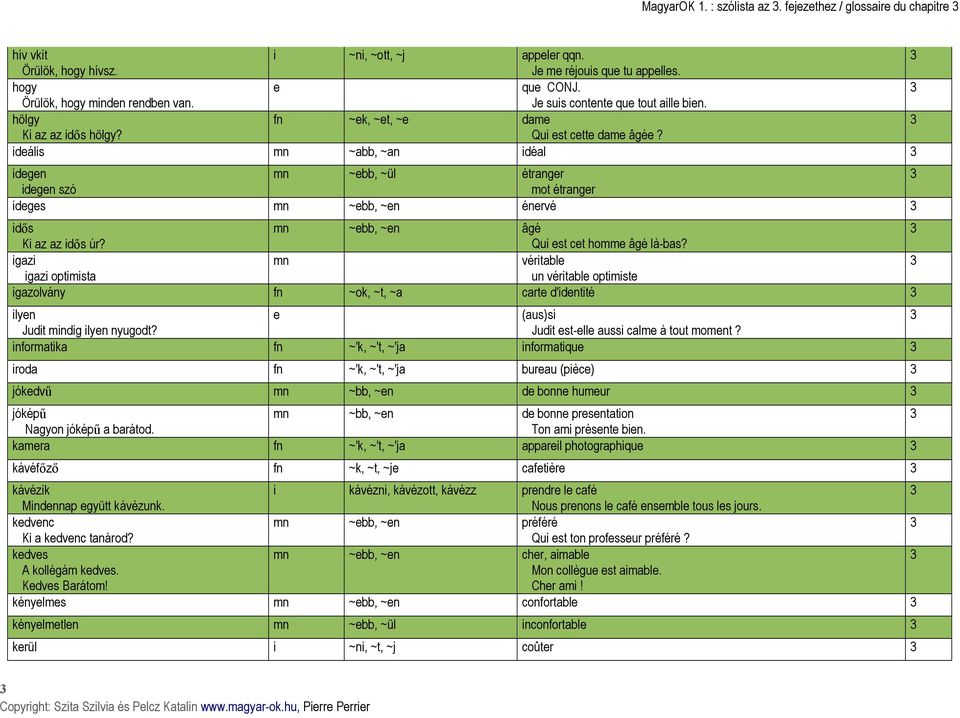 idális mn ~abb, ~an idéal idgn mn ~bb, ~ül étrangr idgn szó mot étrangr idgs mn ~bb, ~n énrvé idős mn ~bb, ~n âgé Ki az az idős úr? Qui st ct homm âgé là-bas?