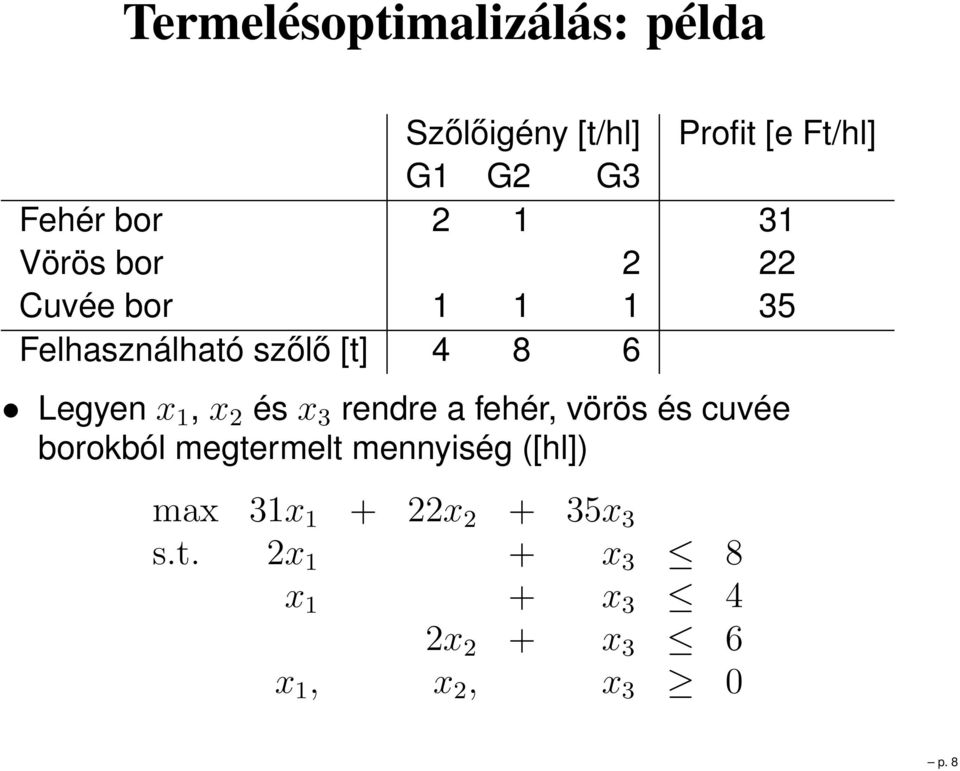 2 és x 3 rendre a fehér, vörös és cuvée borokból megtermelt mennyiség ([hl])