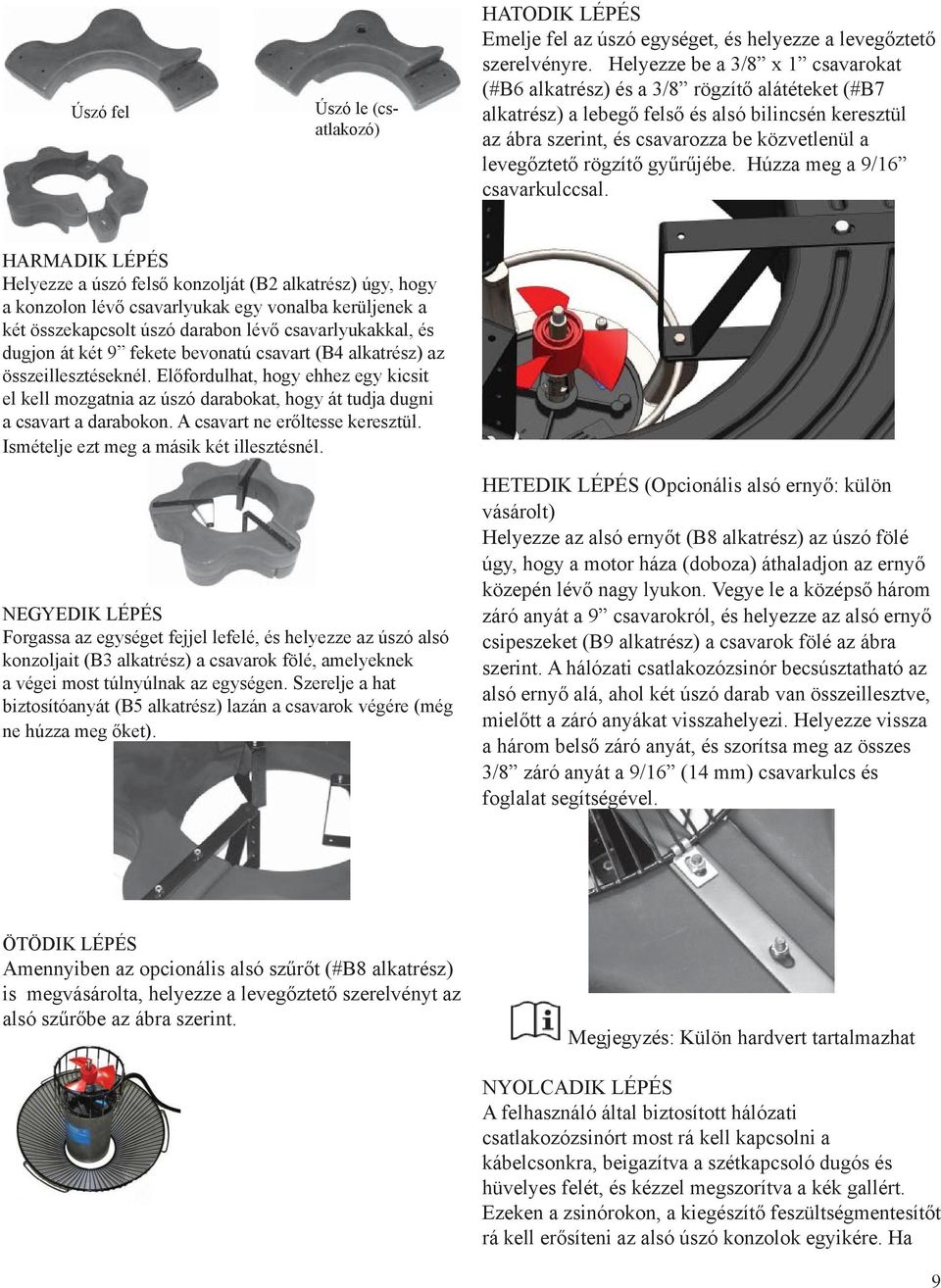 rögzítő gyűrűjébe. Húzza meg a 9/16 csavarkulccsal.