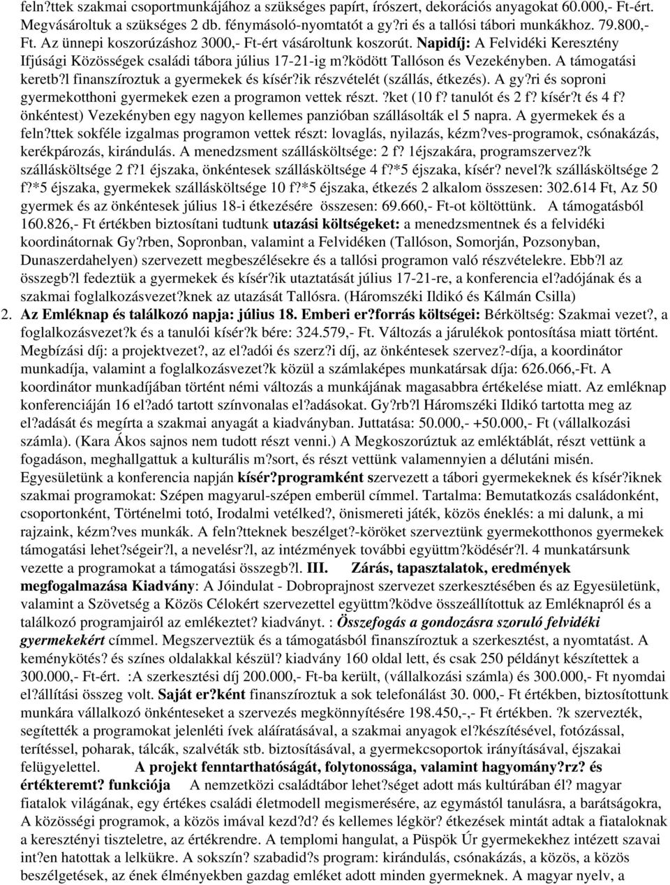 A támogatási keretb?l finanszíroztuk a gyermekek és kísér?ik részvételét (szállás, étkezés). A gy?ri és soproni gyermekotthoni gyermekek ezen a programon vettek részt.?ket (10 f? tanulót és 2 f?