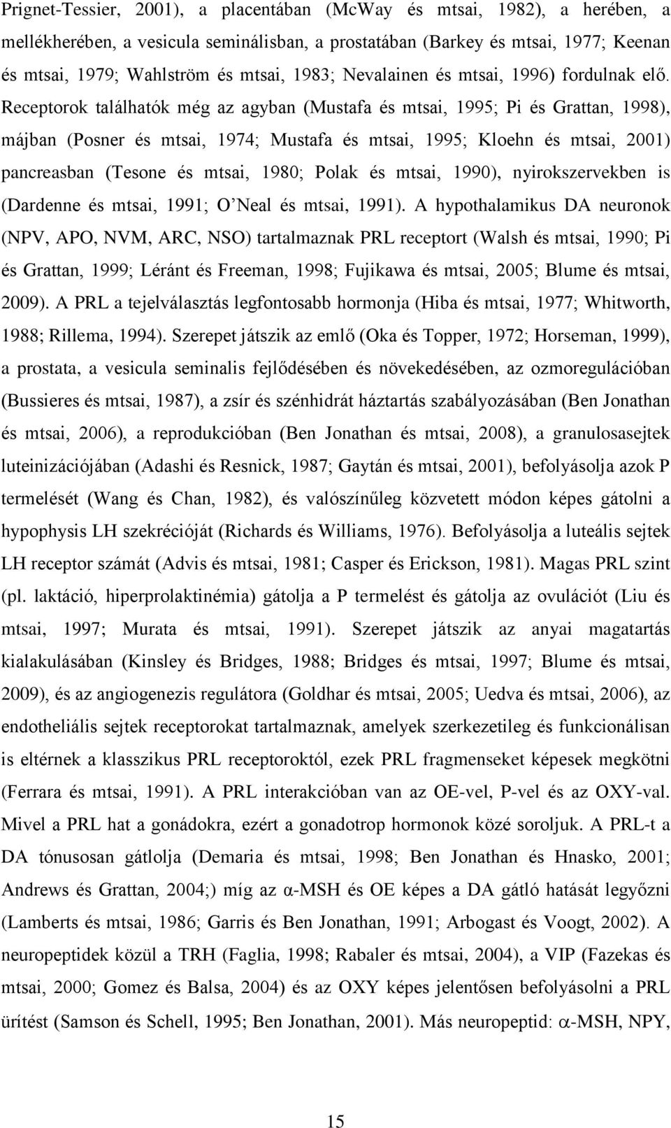 Receptorok találhatók még az agyban (Mustafa és mtsai, 1995; Pi és Grattan, 1998), májban (Posner és mtsai, 1974; Mustafa és mtsai, 1995; Kloehn és mtsai, 2001) pancreasban (Tesone és mtsai, 1980;