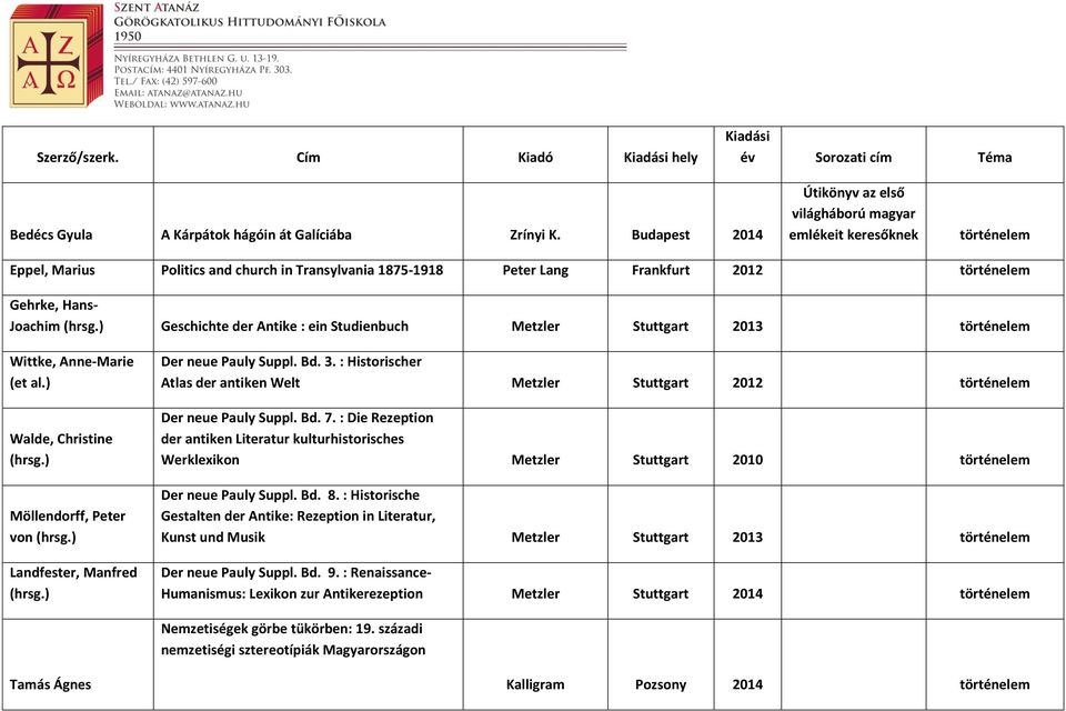 Geschichte der Antike : ein Studienbuch Metzler Stuttgart 2013 történelem Wittke, Anne-Marie (et al.) Walde, Christine Möllendorff, Peter von Landfester, Manfred Der neue Pauly Suppl. Bd. 3.