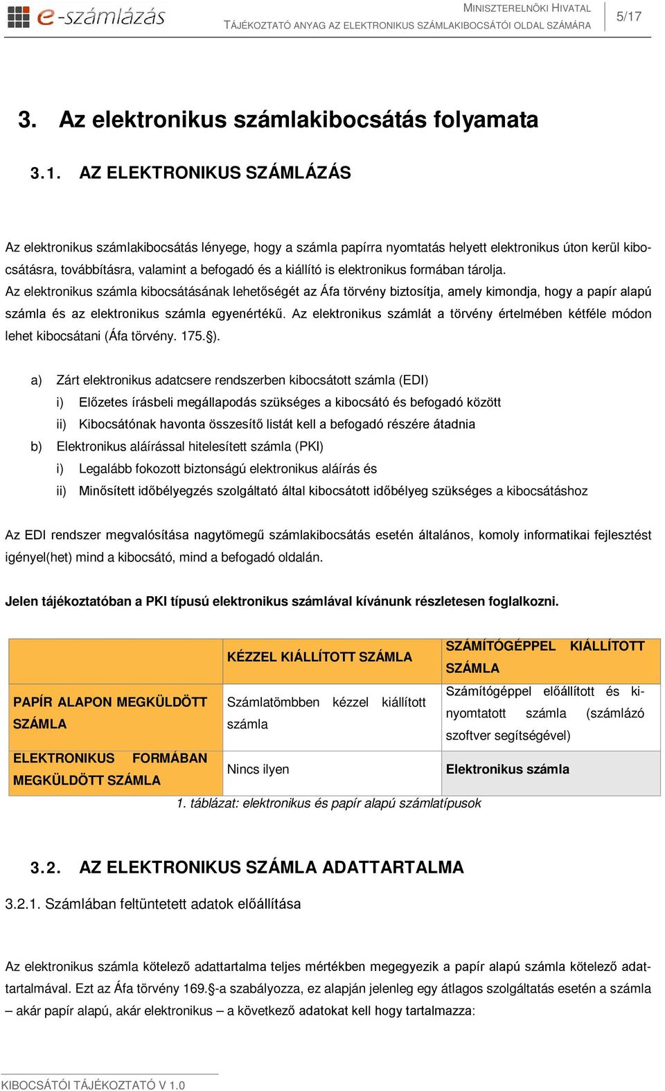 Az elektronikus számla kibocsátásának lehetőségét az Áfa törvény biztosítja, amely kimondja, hogy a papír alapú számla és az elektronikus számla egyenértékű.