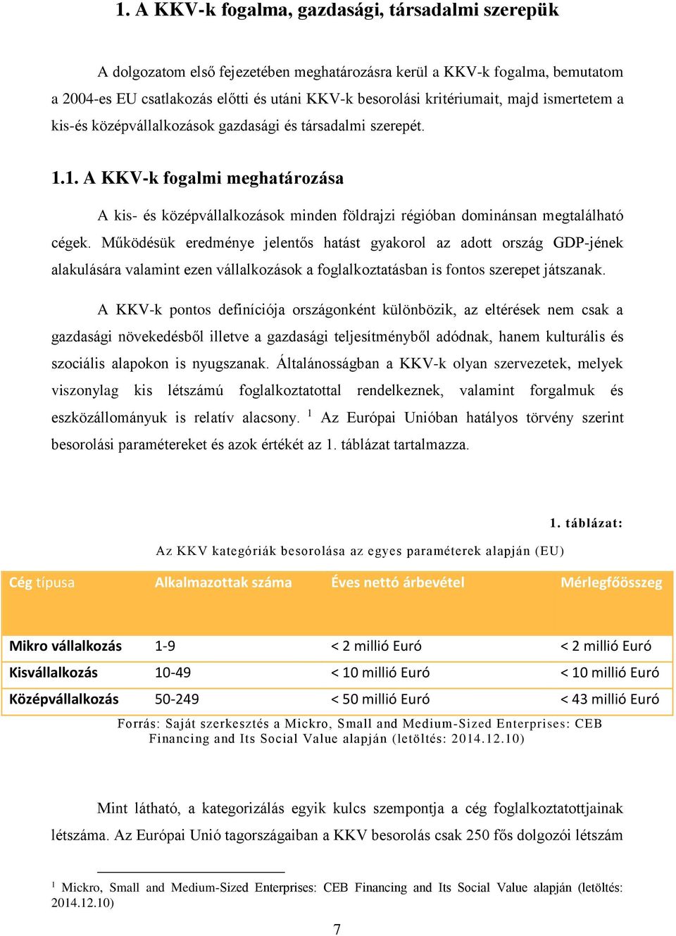 1. A KKV-k fogalmi meghatározása A kis- és középvállalkozások minden földrajzi régióban dominánsan megtalálható cégek.