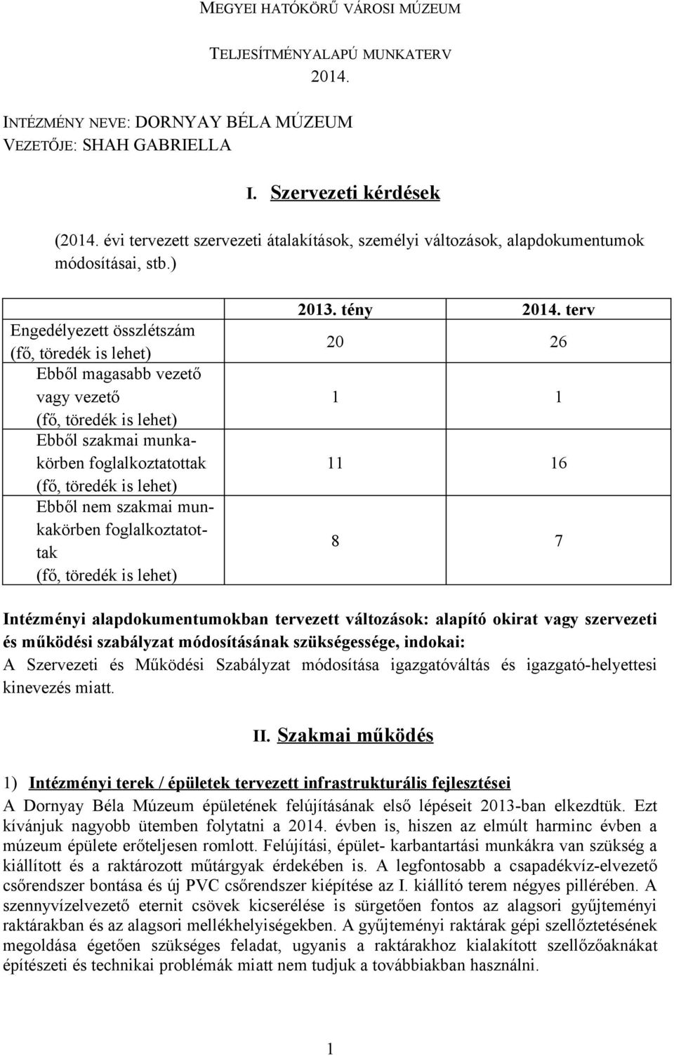 ) Engedélyezett összlétszám (fő, töredék is lehet) Ebből magasabb vezető vagy vezető (fő, töredék is lehet) Ebből szakmai munkakörben foglalkoztatottak (fő, töredék is lehet) Ebből nem szakmai