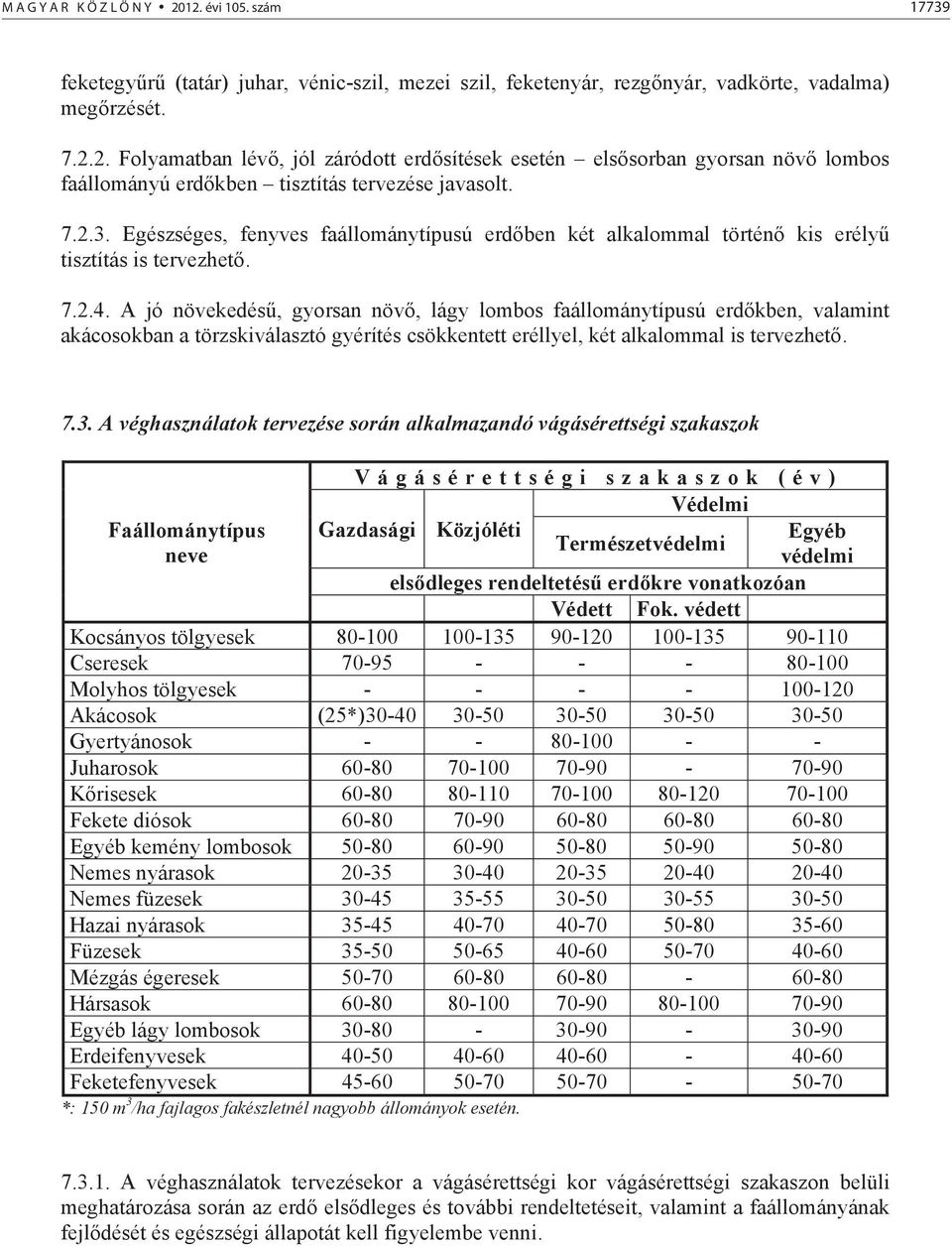 A jó növekedés, gyorsan növ, lágy lombos faállománytípusú erd kben, valamint akácosokban a törzskiválasztó gyérítés csökkentett eréllyel, két alkalommal is tervezhet. 7.3.