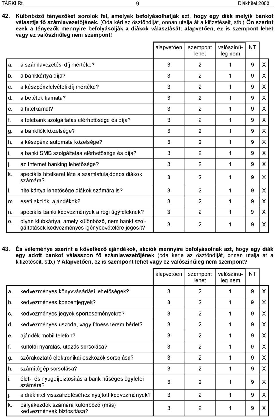 ) Ön szerint ezek a tényezők mennyire befolyásolják a diákok választását: alapvetően, ez is szempont lehet vagy ez valószínűleg nem szempont! alapvetően szempont lehet valószínűleg nem a.