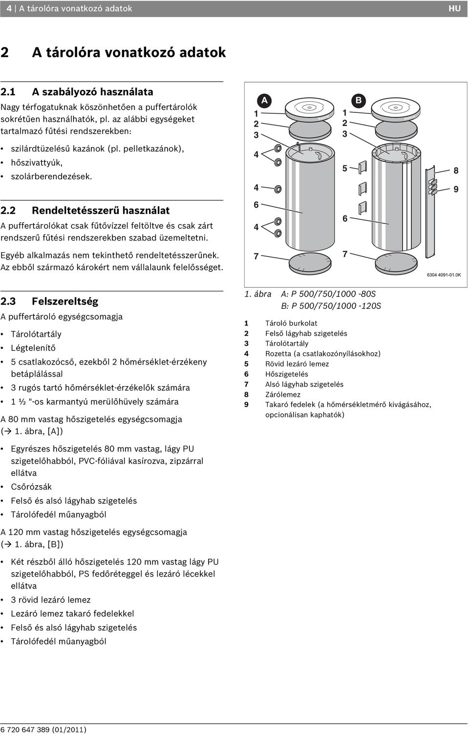 2 Rendeltetésszerű használat A puffertárolókat csak fűtővízzel feltöltve és csak zárt rendszerű fűtési rendszerekben szabad üzemeltetni. Egyéb alkalmazás nem tekinthető rendeltetésszerűnek.