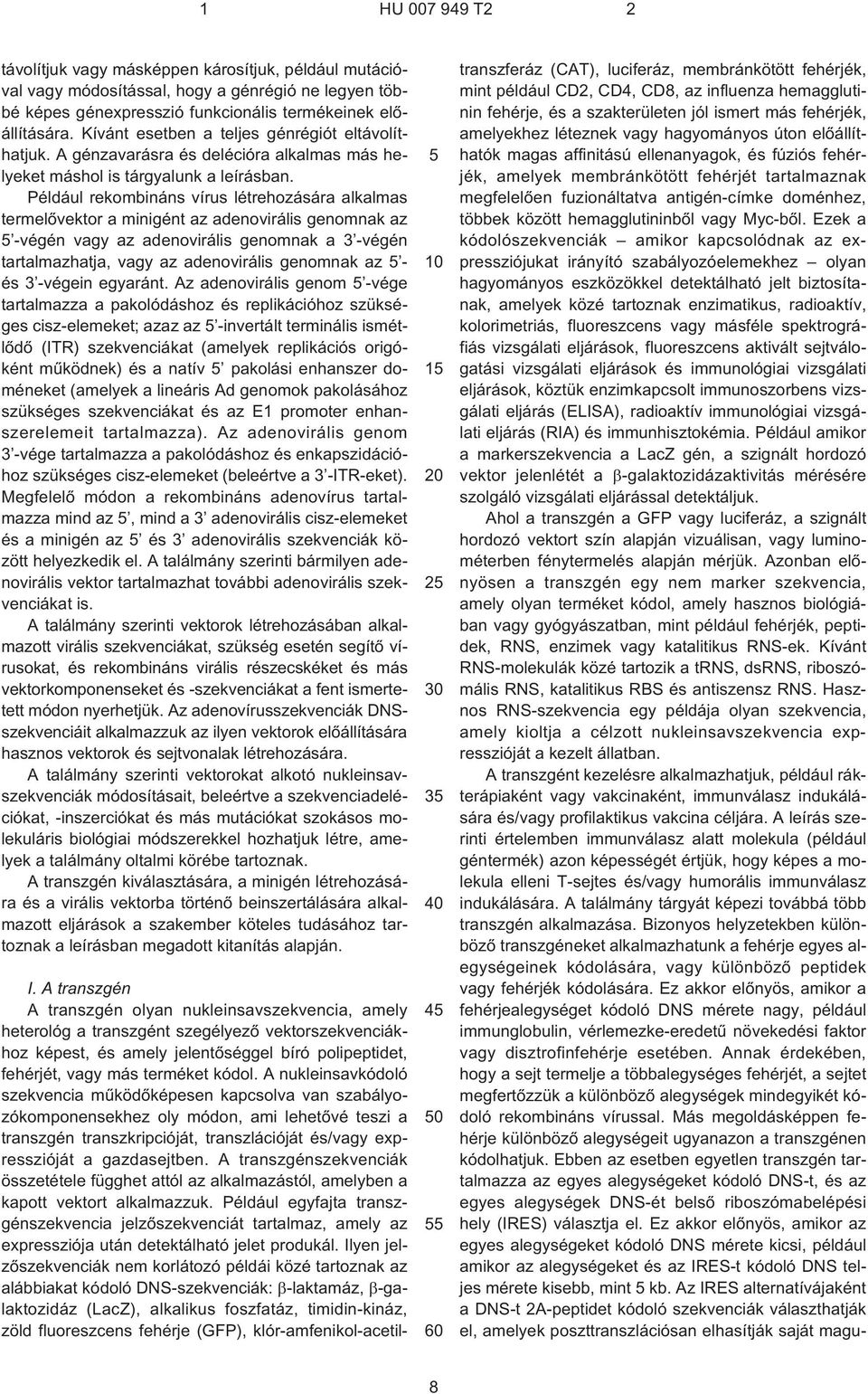 Például rekombináns vírus létrehozására alkalmas termelõvektor a minigént az adenovirális genomnak az 5 ¹végén vagy az adenovirális genomnak a 3 ¹végén tartalmazhatja, vagy az adenovirális genomnak