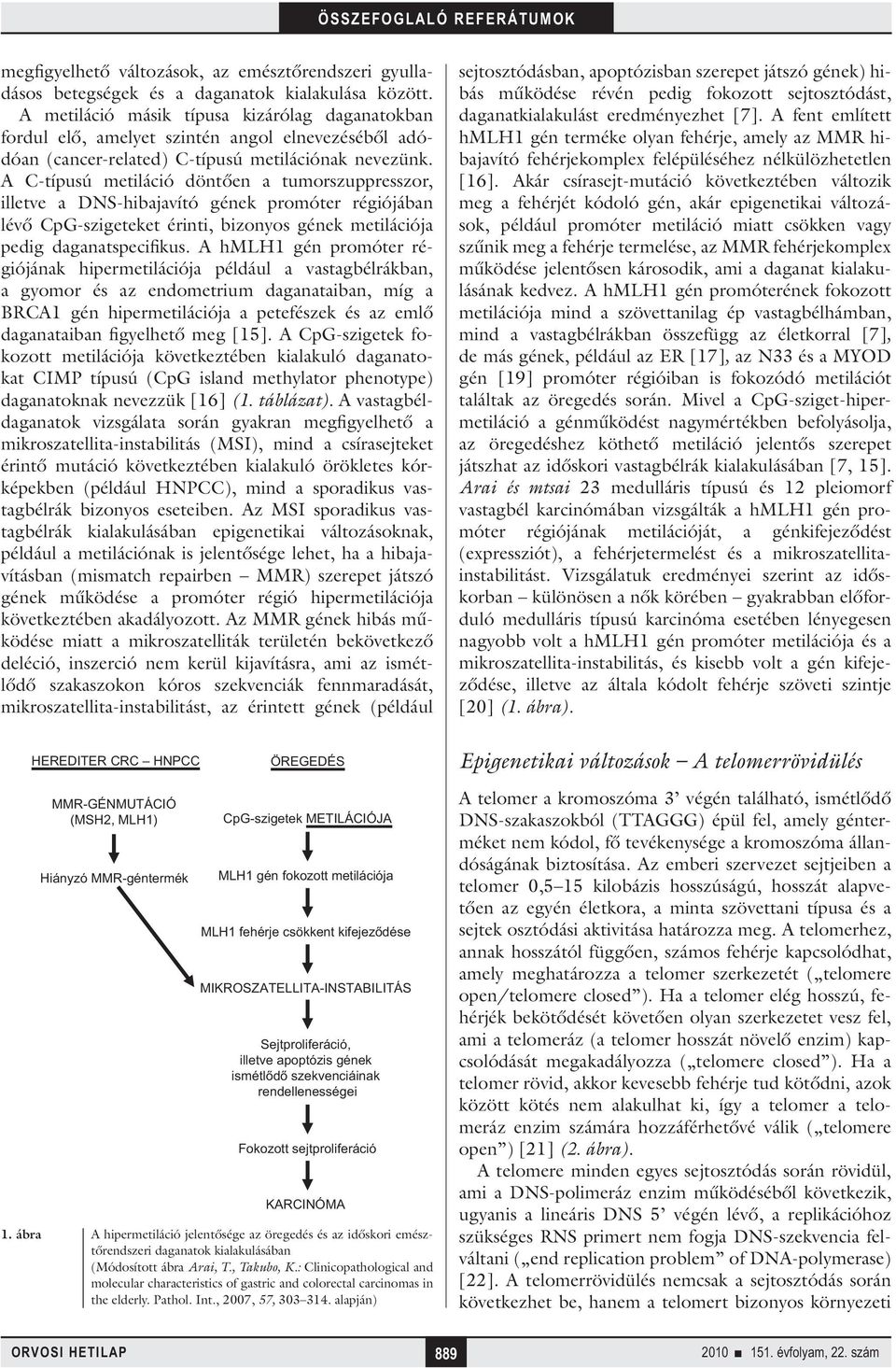 A C-típusú metiláció döntően a tumorszuppresszor, illetve a DNS-hibajavító gének promóter régiójában lévő CpG-szigeteket érinti, bizonyos gének metilációja pedig daganatspecifikus.