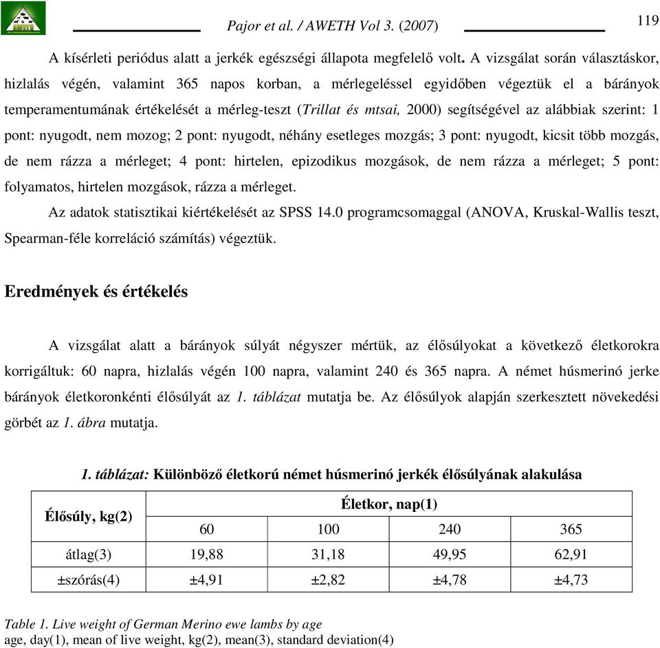 segítségével az alábbiak szerint: 1 pont: nyugodt, nem mozog; 2 pont: nyugodt, néhány esetleges mozgás; 3 pont: nyugodt, kicsit több mozgás, de nem rázza a mérleget; 4 pont: hirtelen, epizodikus