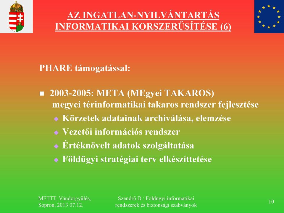 takaros rendszer fejlesztése Körzetek adatainak archiválása, elemzése