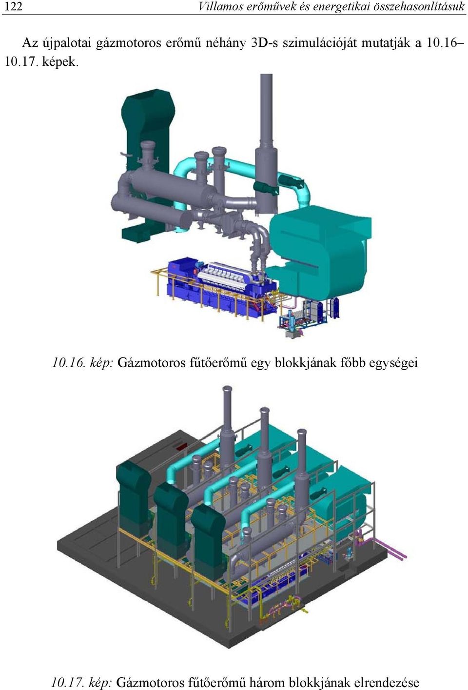 16 10.17. képek. 10.16. kép: Gázmotoros fűtőerőmű egy blokkjának főbb egységei 10.