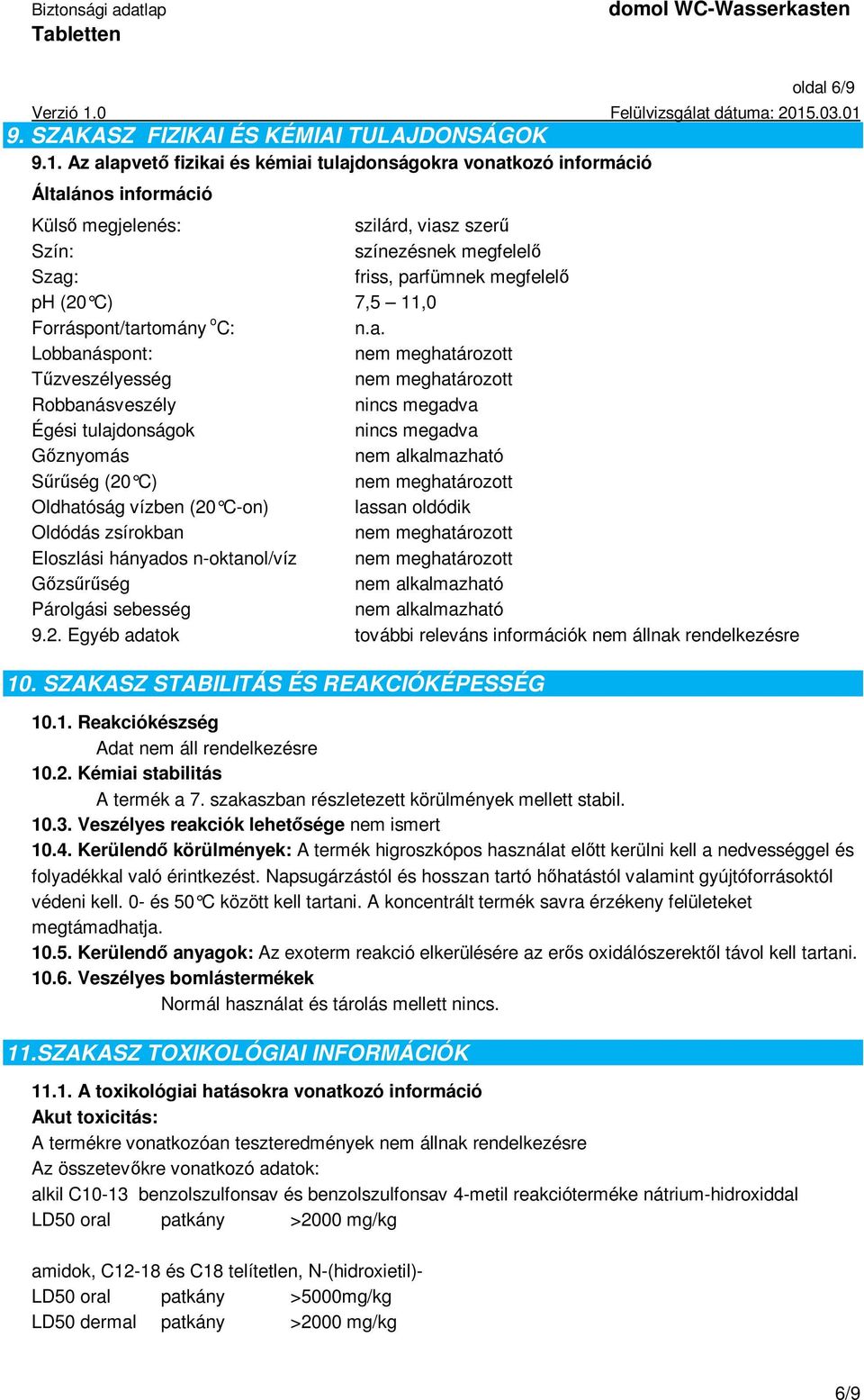 7,5 11,0 Forráspont/tar