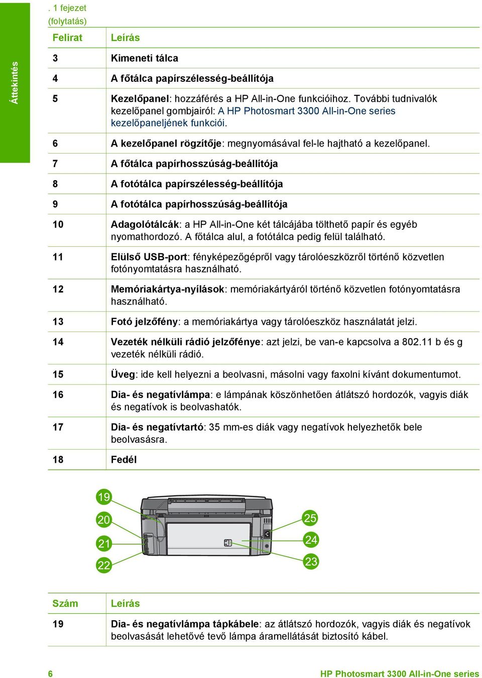 7 A főtálca papírhosszúság-beállítója 8 A fotótálca papírszélesség-beállítója 9 A fotótálca papírhosszúság-beállítója 10 Adagolótálcák: a HP All-in-One két tálcájába tölthető papír és egyéb