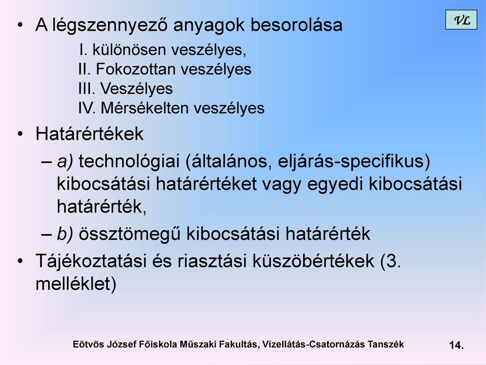 határértéket vagy egyedi kibocsátási határérték, b) össztömegű kibocsátási határérték Tájékoztatási és