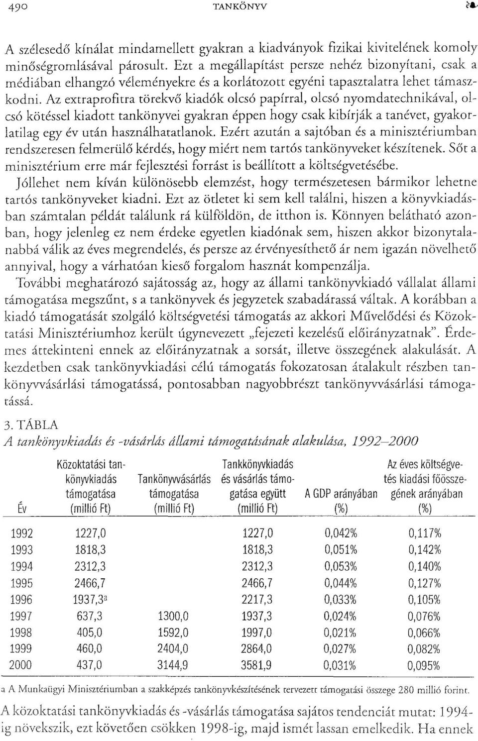 Az extraprofitra törekvő kiadók olcsó papírral, olcsó nyomdatechnikával, olcsó kötéssel kiadott tankönyvei gyakran éppen hogy csak kibírják a tanévet, gyakorlatilag egy év után használhatatlanok.