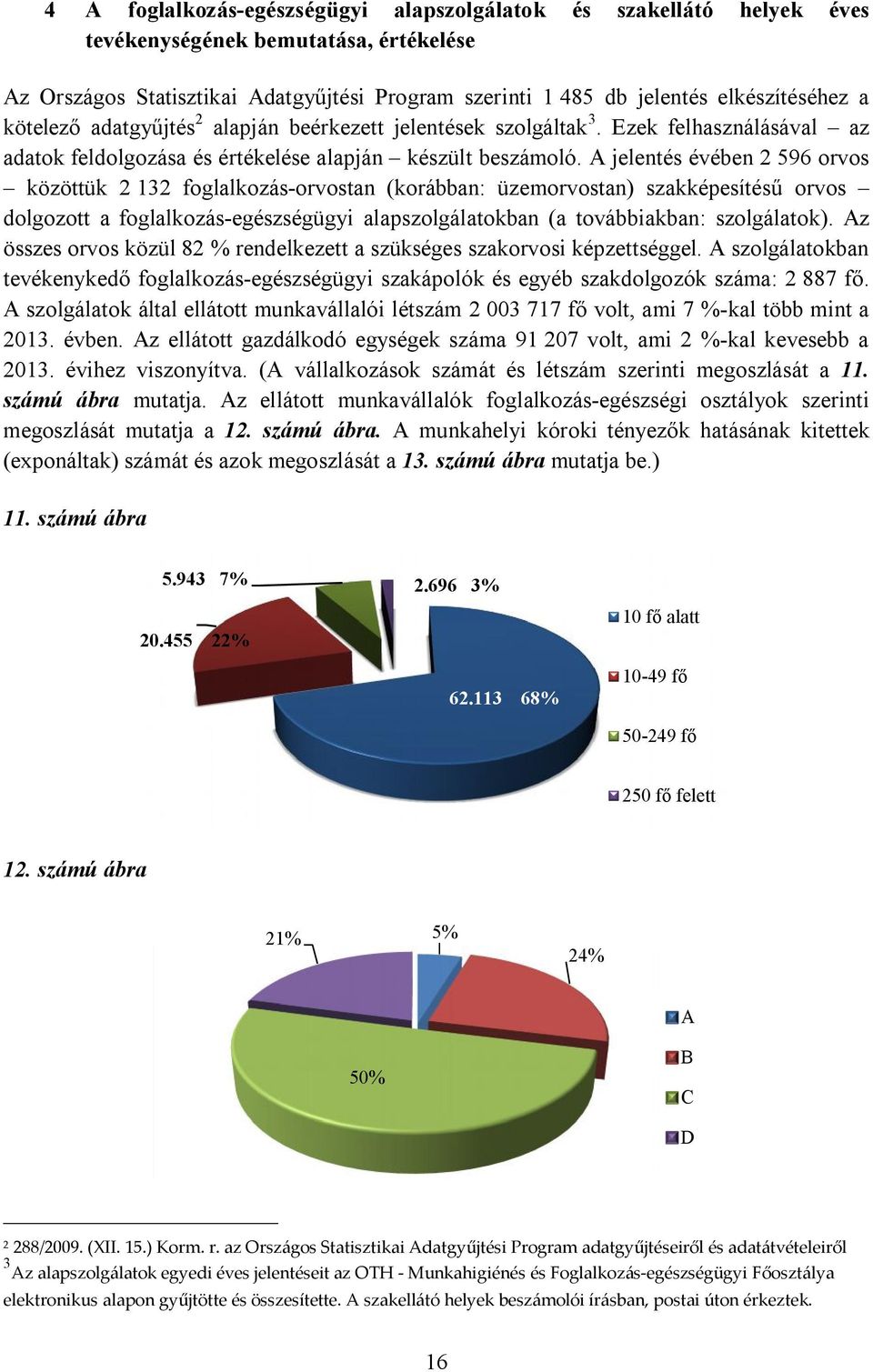 A jelentés évében 2 596 orvos közöttük 2 132 foglalkozás-orvostan (korábban: üzemorvostan) szakképesítésű orvos dolgozott a foglalkozás-egészségügyi alapszolgálatokban (a továbbiakban: szolgálatok).