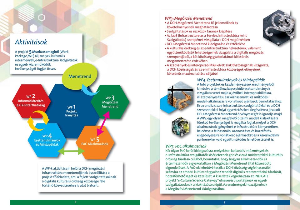 infrastruktúra menetrendjének összeállítása a projekt fő feladata, ami a fejlett szolgáltatásoknak a digitális kulturális örökség közössége felé történő közvetítéséhez is utat biztosít.