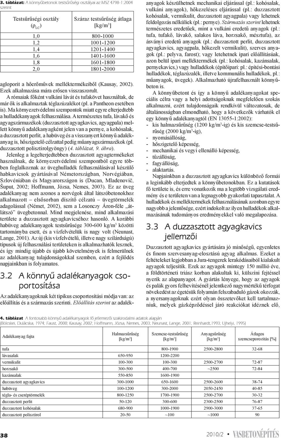 A rómaiak főként vulkáni lávát és tufakövet használtak, de már ők is alkalmaztak téglazúzalékot (pl. a Pantheon esetében is).