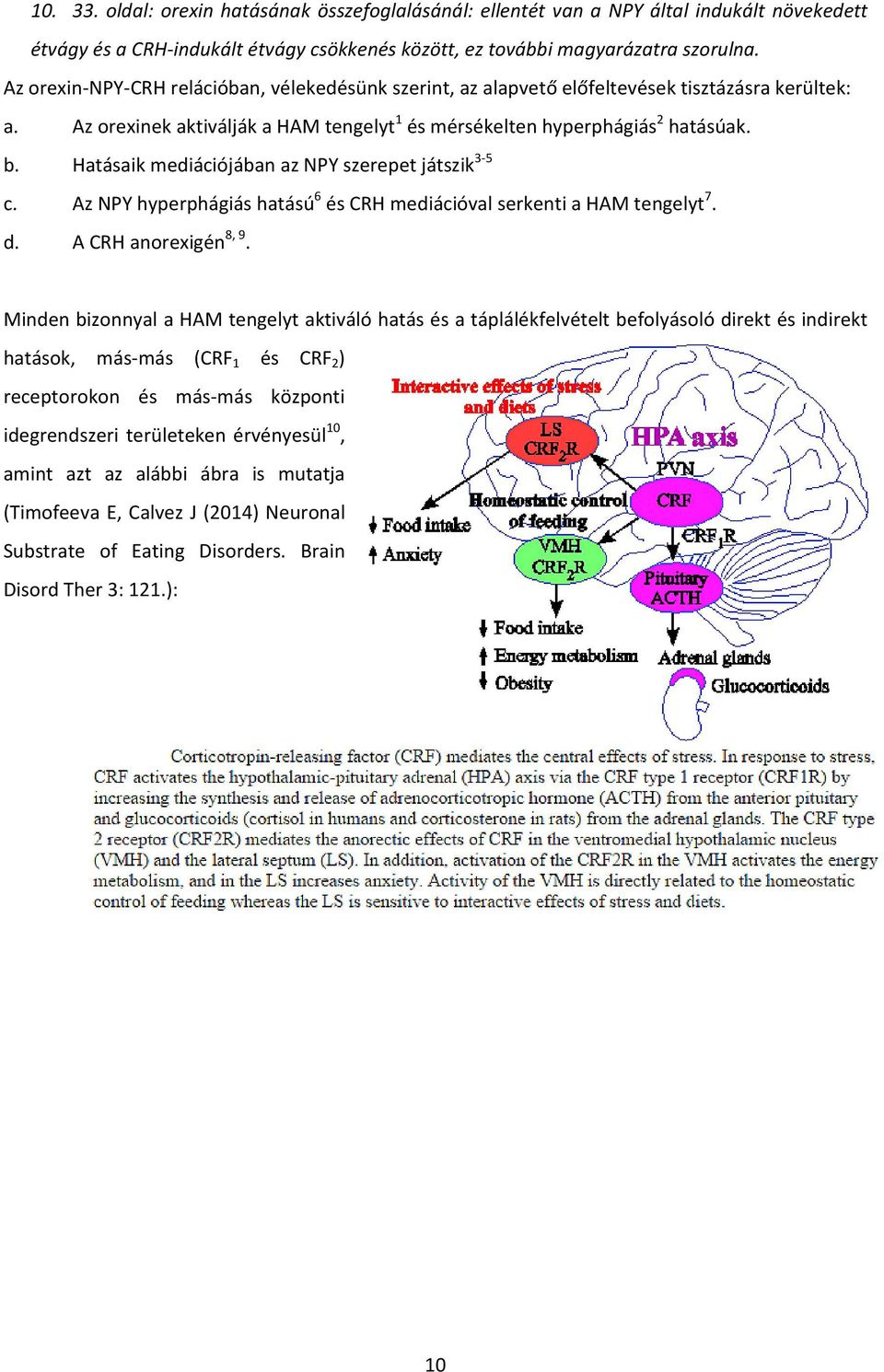 Hatásaik mediációjában az NPY szerepet játszik 3 5 c. Az NPY hyperphágiás hatású 6 és CRH mediációval serkenti a HAM tengelyt 7. d. A CRH anorexigén 8, 9.