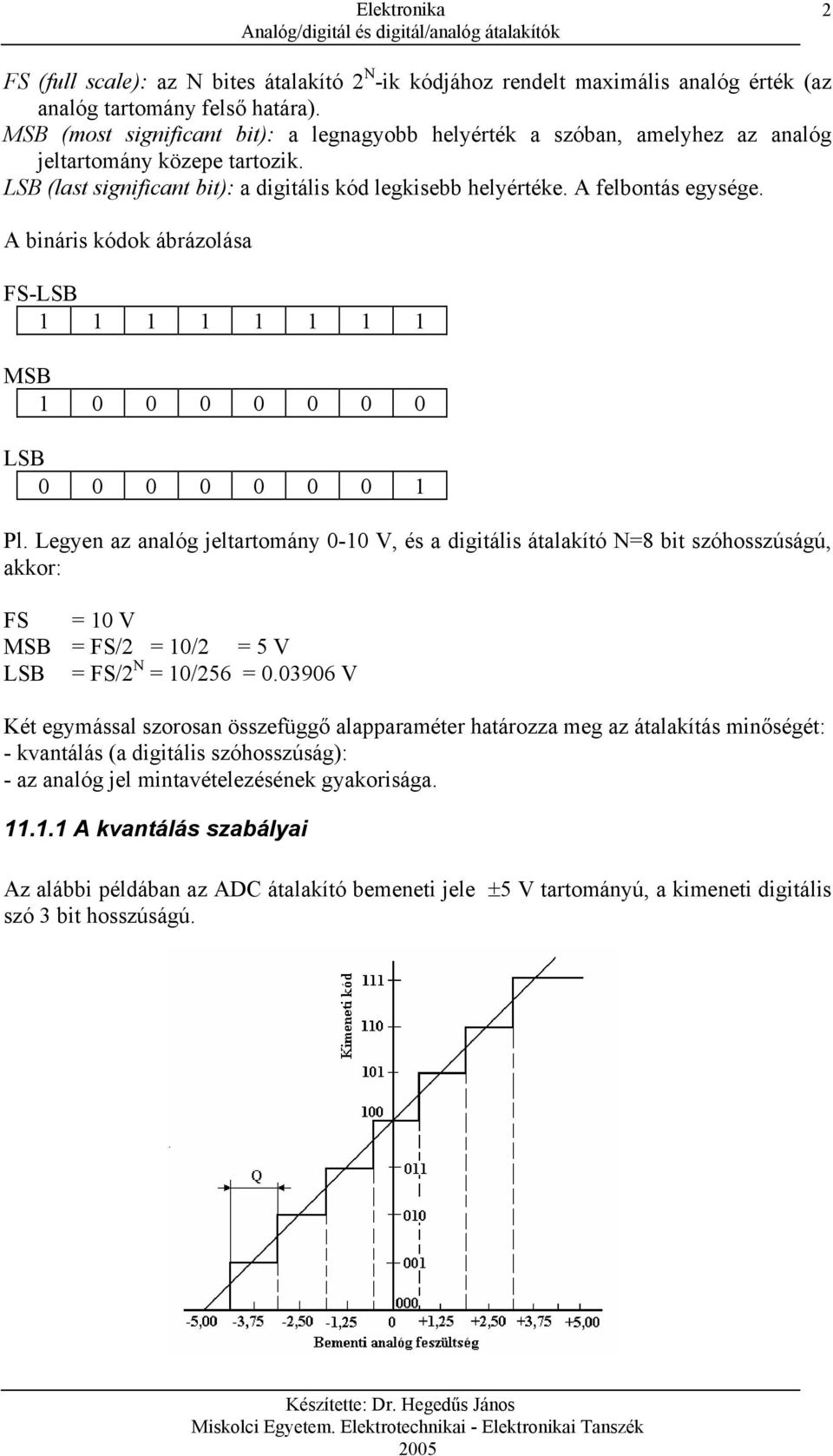 A bináris kódok ábrázolása FS-LSB 1 1 1 1 1 1 1 1 MSB 1 0 0 0 0 0 0 0 LSB 0 0 0 0 0 0 0 1 Pl.