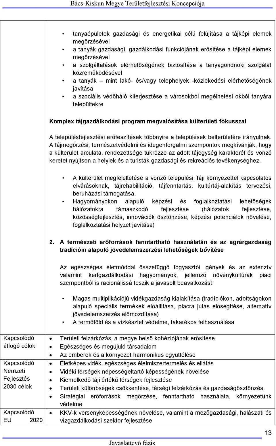 megélhetési okból tanyára települtekre Komplex tájgazdálkodási program megvalósítása külterületi fókusszal A településfejlesztési erőfeszítések többnyire a települések belterületére irányulnak.