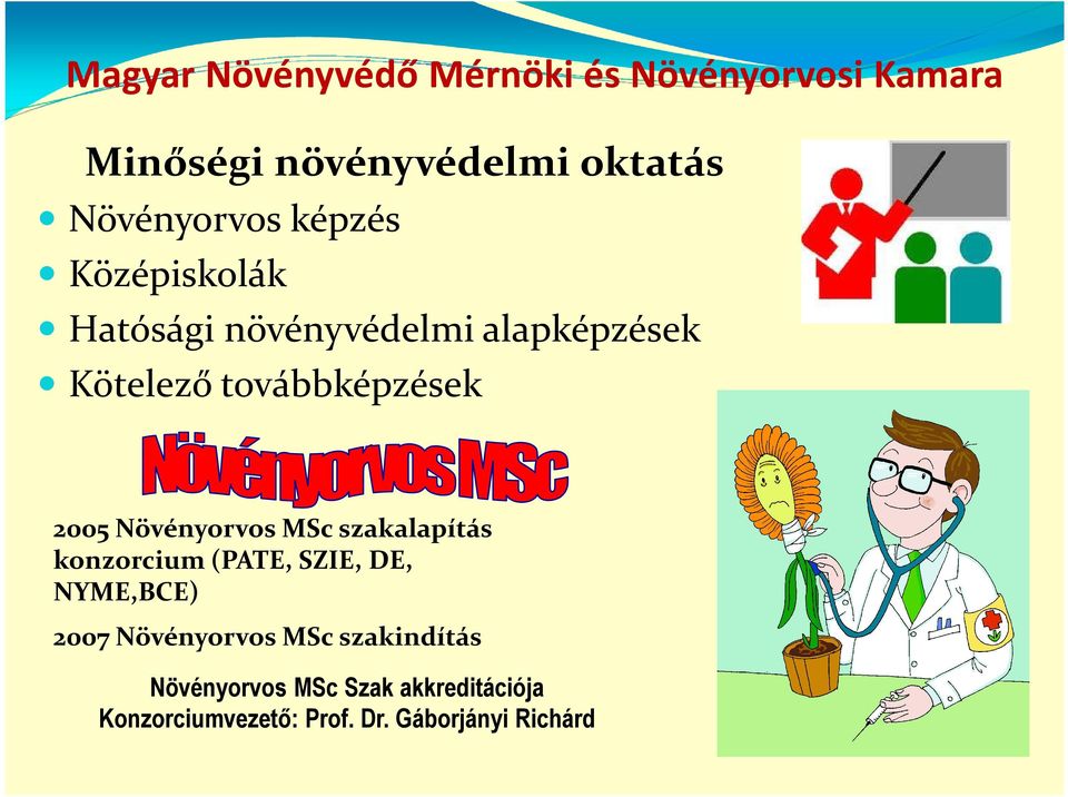 továbbképzések 2005 Növényorvos MScszakalapítás konzorcium (PATE, SZIE, DE, NYME,BCE)