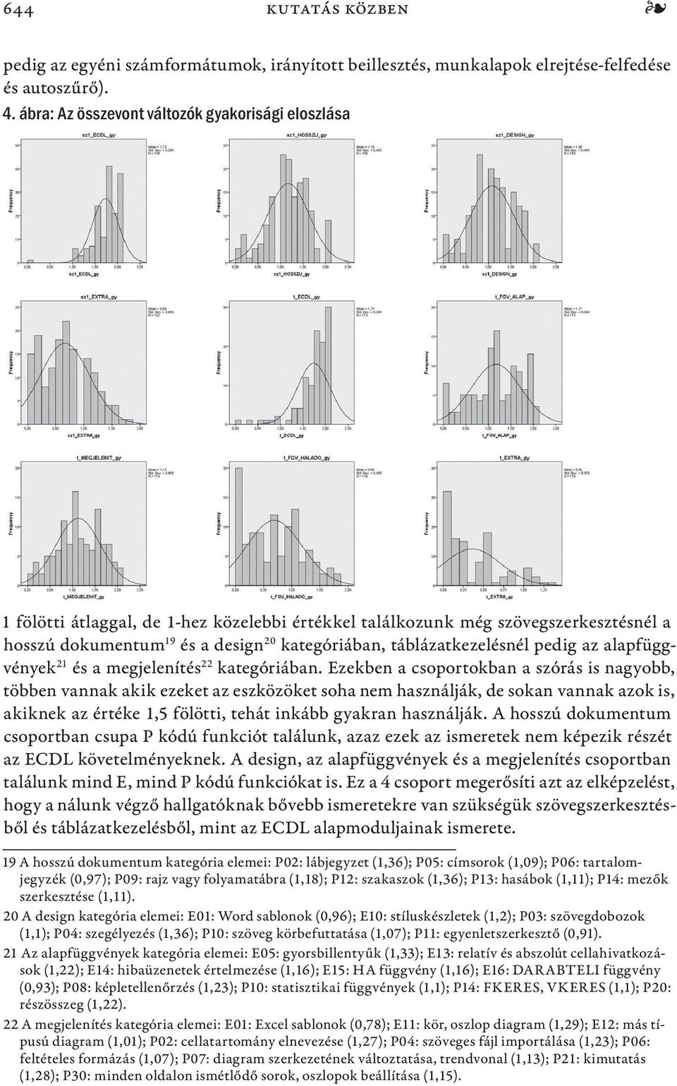 táblázatkezelésnél pedig az alapfüggvények 21 és a megjelenítés 22 kategóriában.