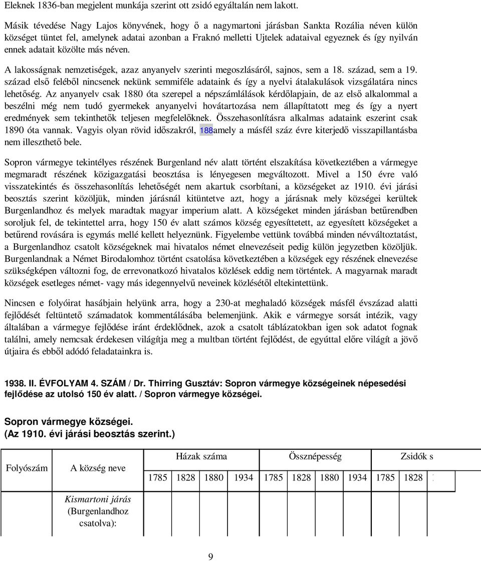 ennek adatait közölte más néven. A lakosságnak nemzetiségek, azaz anyanyelv szerinti megoszlásáról, sajnos, sem a 18. század, sem a 19.