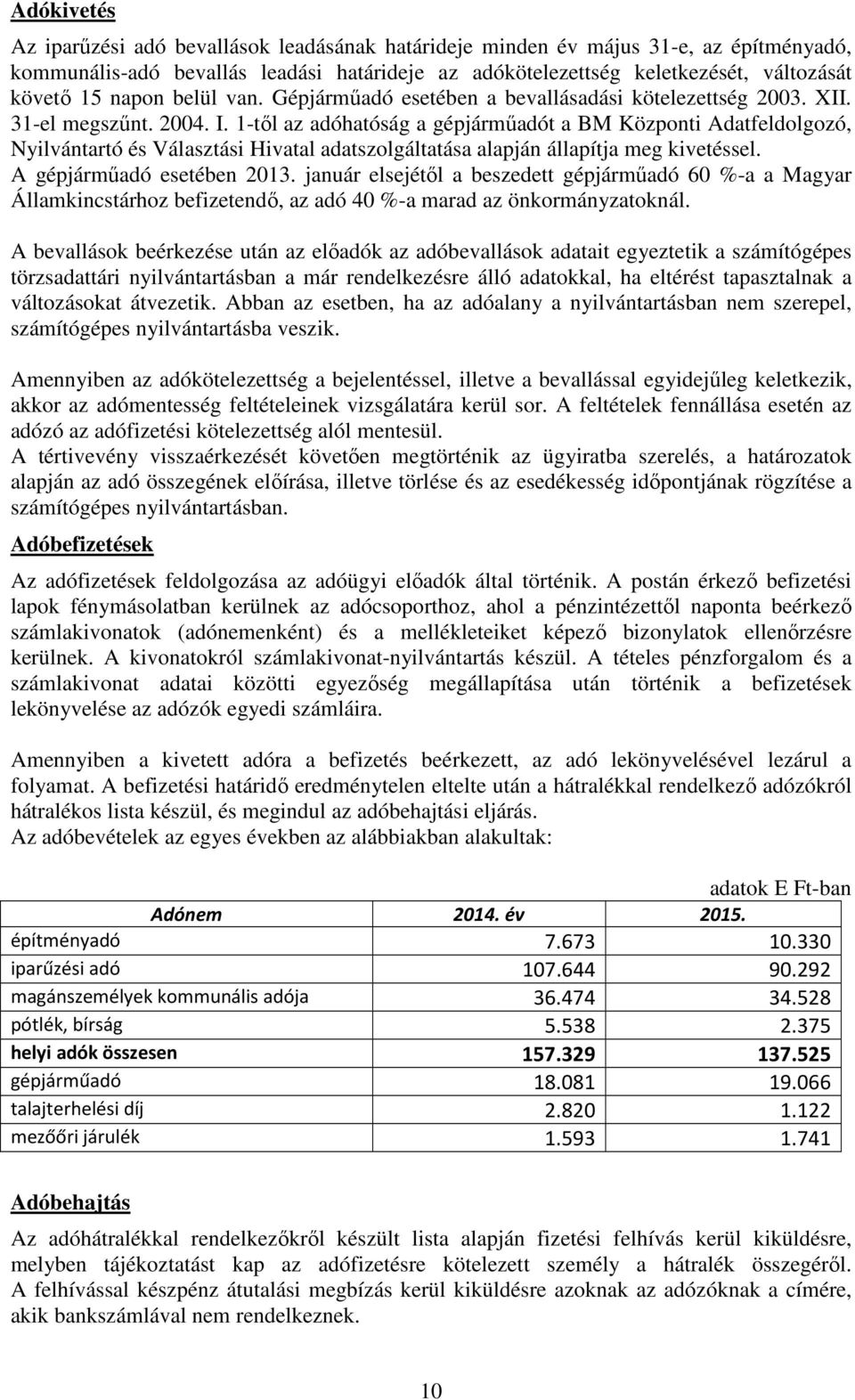 1-től az adóhatóság a gépjárműadót a BM Központi Adatfeldolgozó, Nyilvántartó és Választási Hivatal adatszolgáltatása alapján állapítja meg kivetéssel. A gépjárműadó esetében 2013.