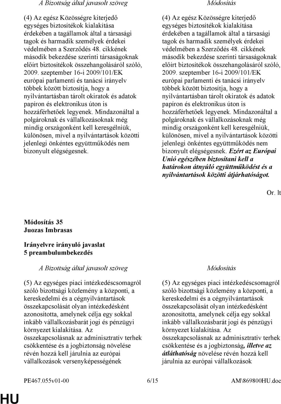 szeptember 16-i 2009/101/EK európai parlamenti és tanácsi irányelv többek között biztosítja, hogy a nyilvántartásban tárolt okiratok és adatok papíron és elektronikus úton is hozzáférhetőek legyenek.