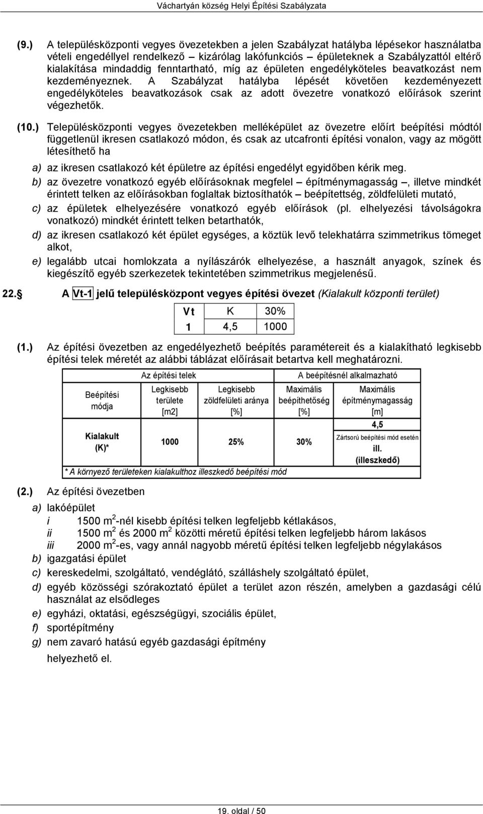 A Szabályzat hatályba lépését követően kezdeményezett engedélyköteles beavatkozások csak az adott övezetre vonatkozó előírások szerint végezhetők. (10.