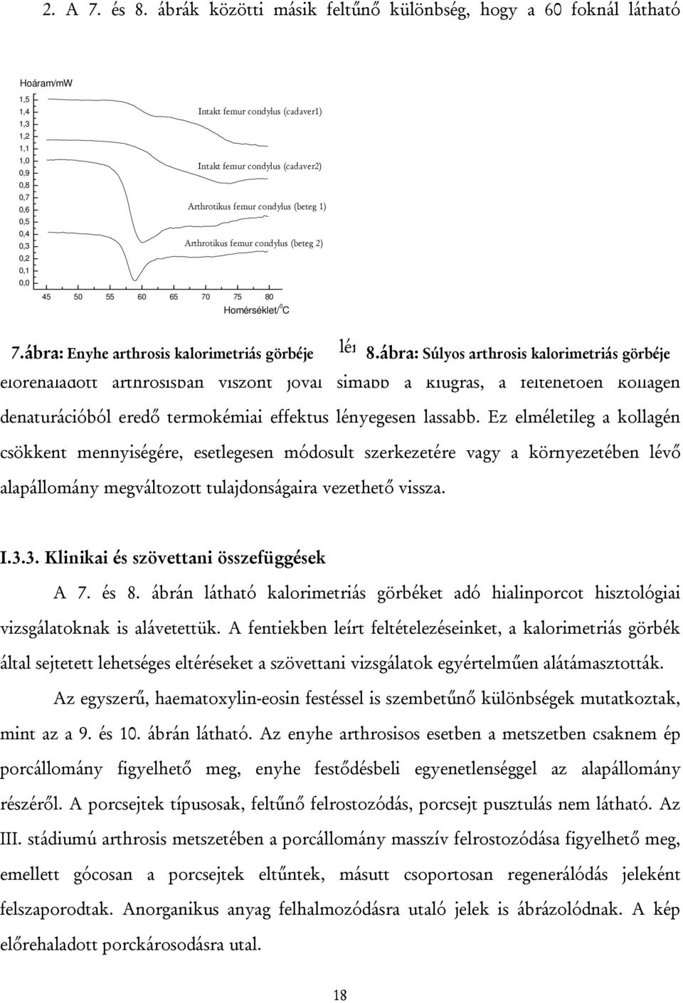 (cadaver2) Arthrotikus femur condylus (beteg 1) Arthrotikus femur condylus (beteg 2) 45 50 55 60 65 70 75 80 Homérséklet/ 0 C endoterm 7.