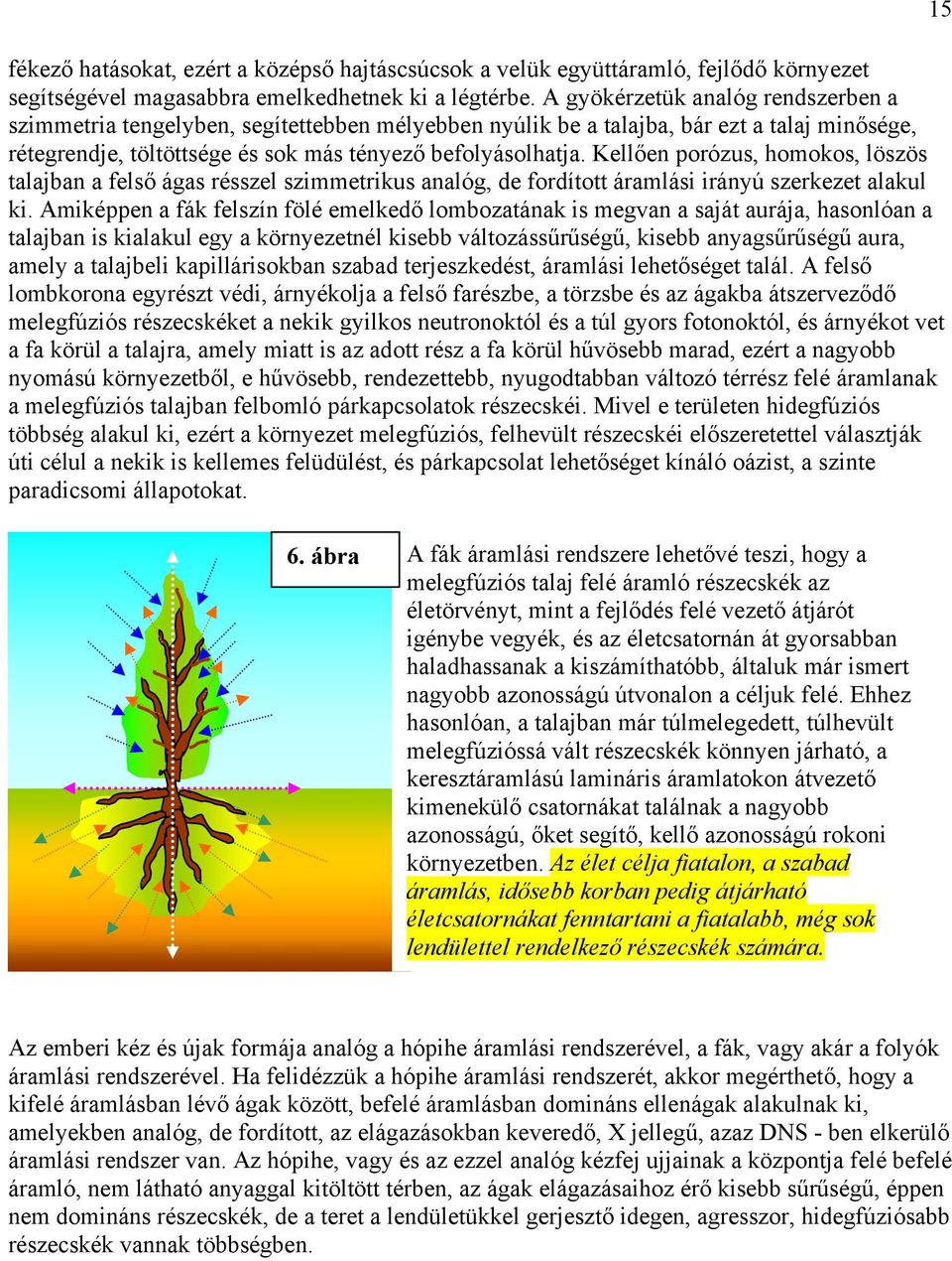 Kellően porózus, homokos, löszös talajban a felső ágas résszel szimmetrikus analóg, de fordított áramlási irányú szerkezet alakul ki.