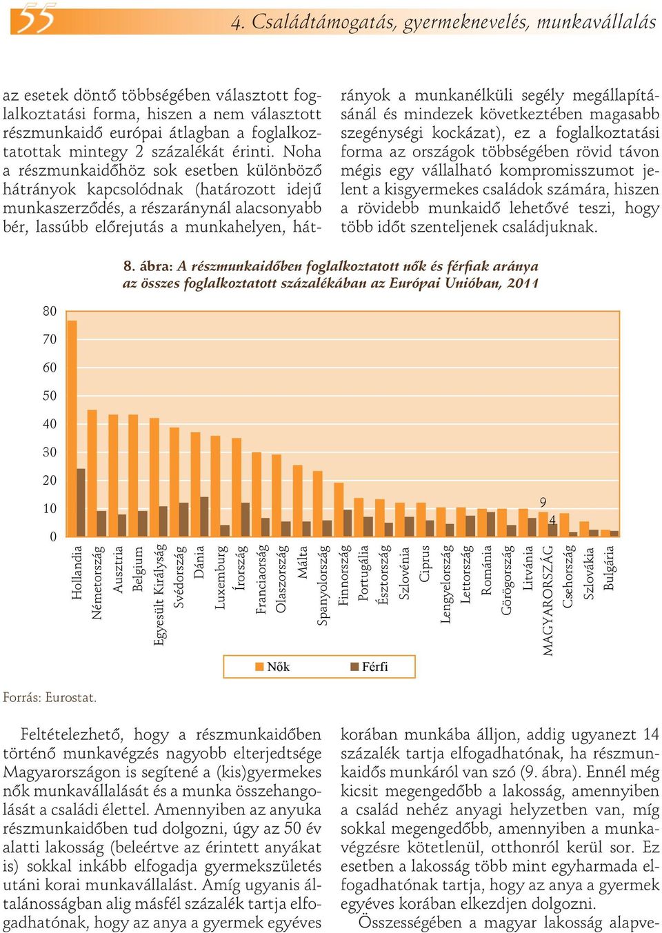 Családtámogatás, gyermeknevelés, munkavállalás az esetek döntő többségében választott foglalkoztatási forma, hiszen a nem választott részmunkaidő európai átlagban a foglalkoztatottak mintegy 2
