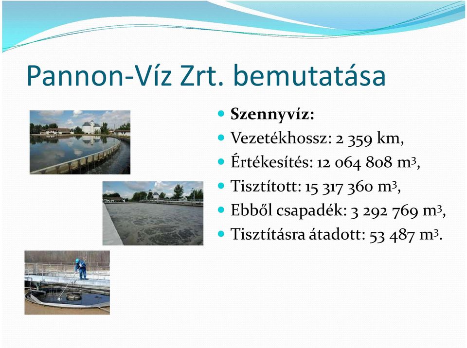 Értékesítés: 12 064 808 m 3, Tisztított: 15