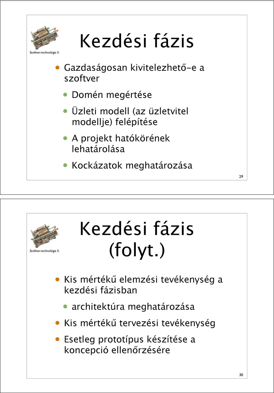 hatókörének lehatárolása Kockázatok meghatározása 29 Kezdési fázis (folyt.