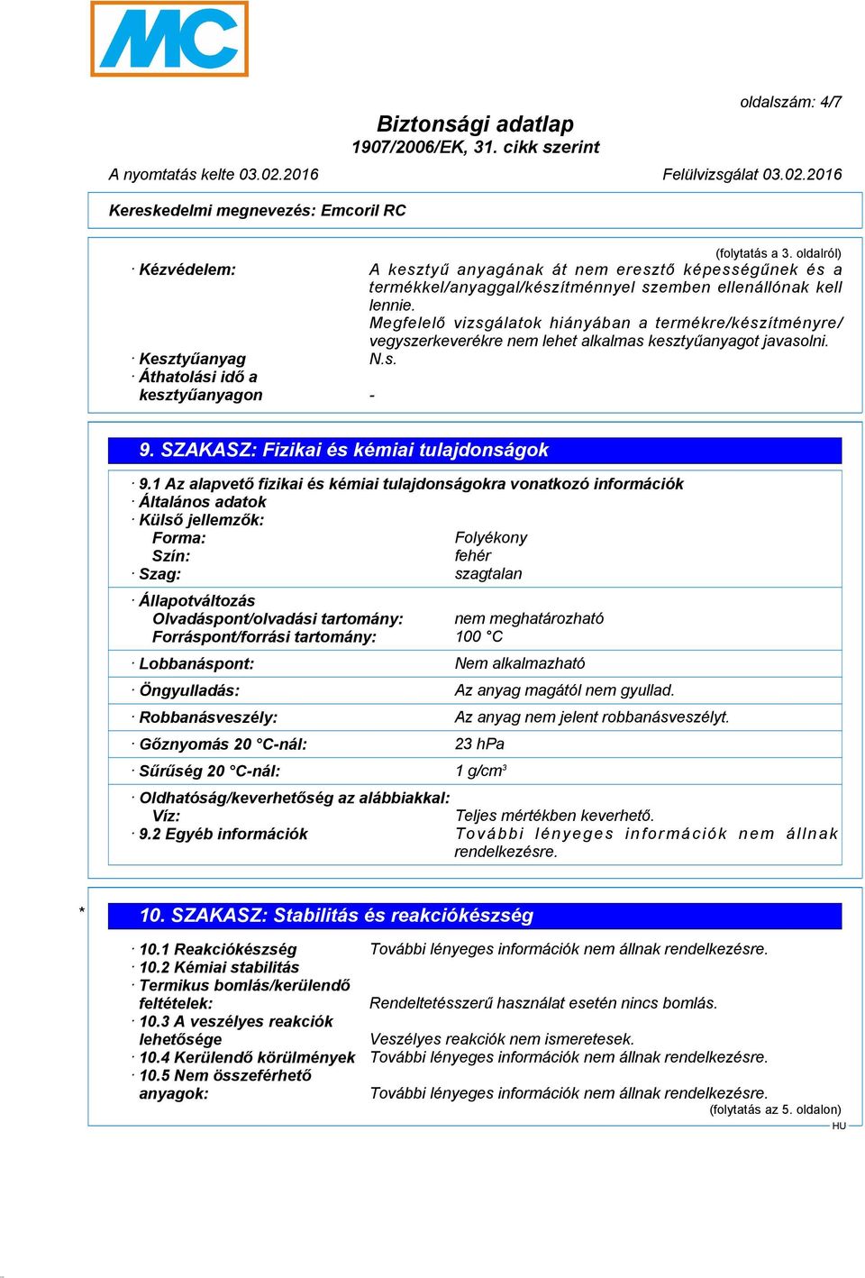 SZAKASZ: Fizikai és kémiai tulajdonságok 9.