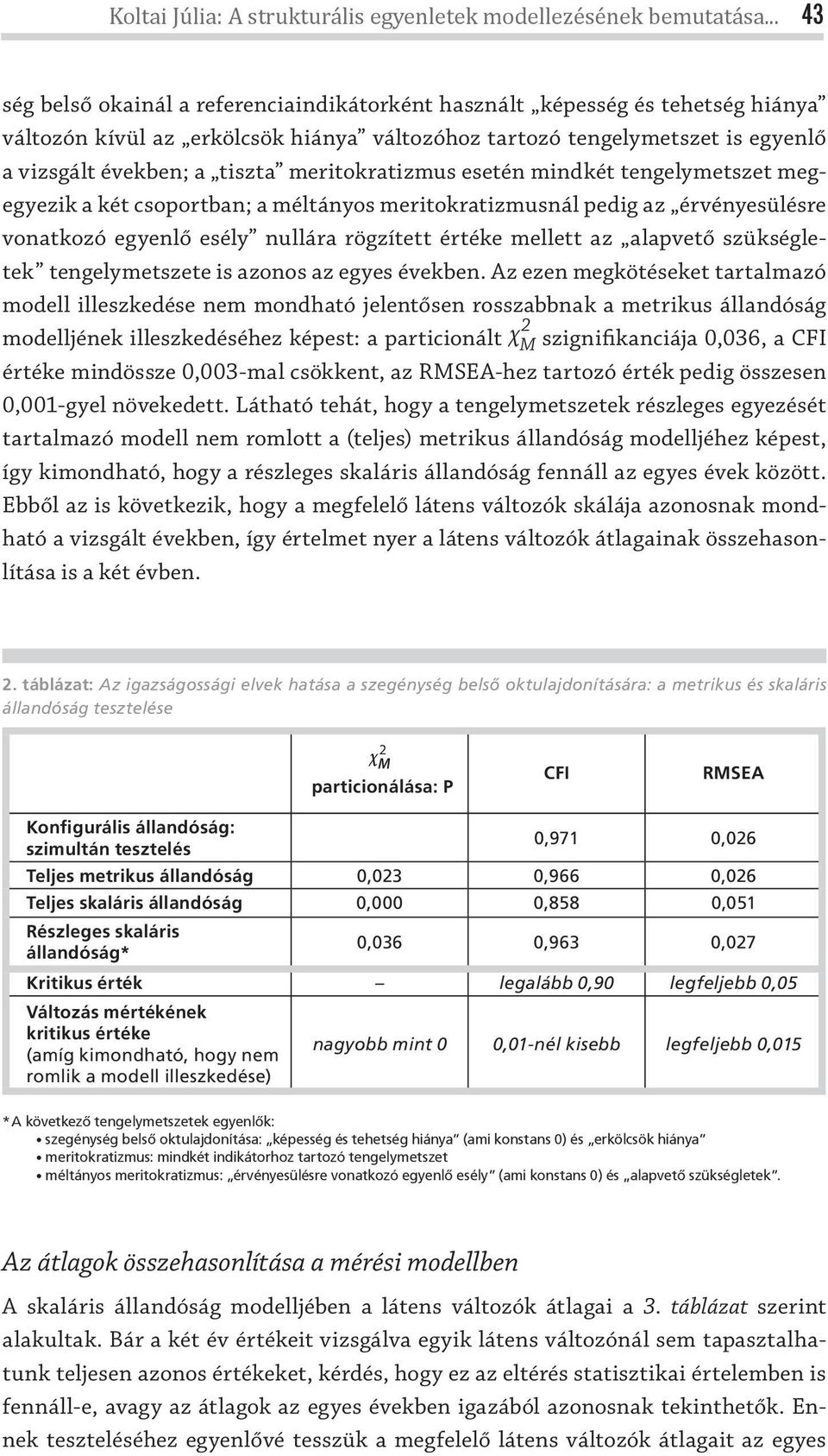 meritokratizmus esetén mindkét tengelymetszet megegyezik a két csoportban; a méltányos meritokratizmusnál pedig az érvényesülésre vonatkozó egyenlő esély nullára rögzített értéke mellett az alapvető