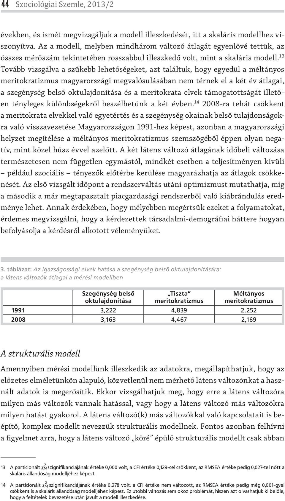 3 Tovább vizsgálva a szűkebb lehetőségeket, azt találtuk, hogy egyedül a méltányos meritokratizmus magyarországi megvalósulásában nem térnek el a két év átlagai, a szegénység belső oktulajdonítása és