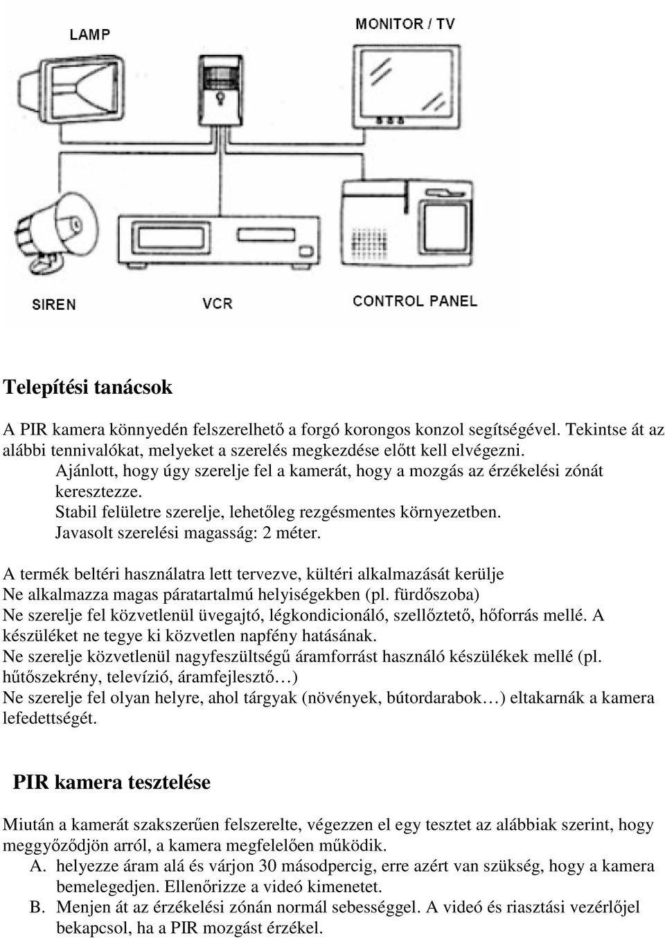 A termék beltéri használatra lett tervezve, kültéri alkalmazását kerülje Ne alkalmazza magas páratartalmú helyiségekben (pl.