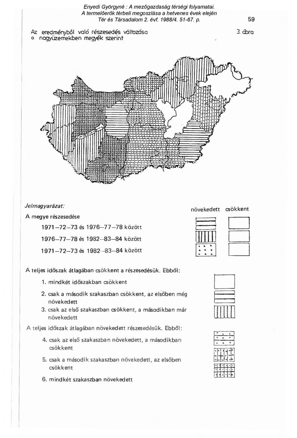 A teljes időszak átlagában csökkent a részesedésük. Ebb ő l: 1. mindkét id őszakban csökkent 2. csak a második szakaszban csökkent, az els őben még növekedett 3.