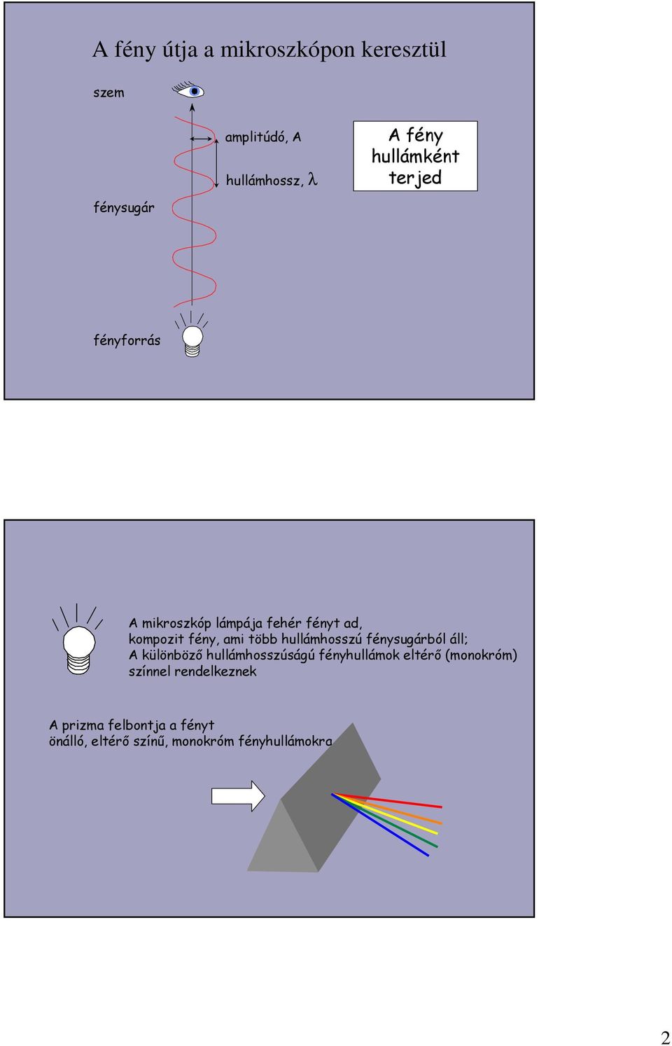 hullámhosszú fénysugárból áll; A különbözı hullámhosszúságú fényhullámok eltérı (monokróm)