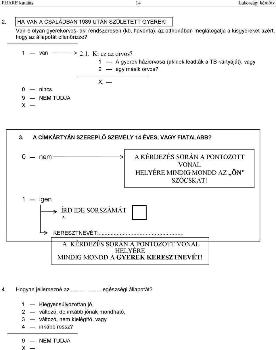 1 A gyerek háziorvosa (akinek leadták a TB kártyáját), vagy 2 egy másik orvos? 0 nincs 3. A CÍMKÁRTYÁN SZEREPLŐ SZEMÉLY 14 ÉVES, VAGY FIATALABB?